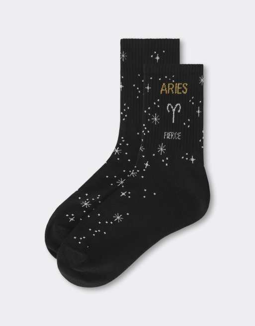 Calzedonia Astrology collection socks in black, 3 of 4