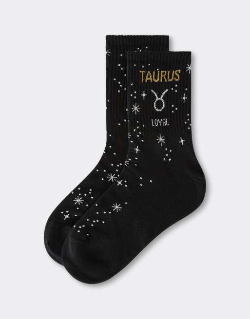 Calzedonia Astrology collection socks in black, 3 of 4