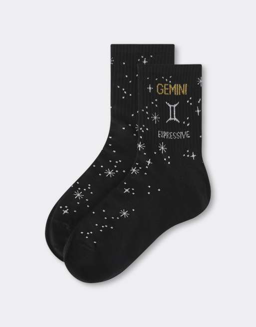 Calzedonia Astrology collection socks in black, 3 of 4