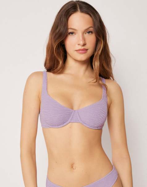 Calzedonia Balconette bikini top crinkle waves in floral violet - view 1