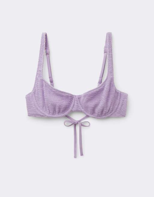 Calzedonia Balconette bikini top crinkle waves in floral violet, 5 of 5