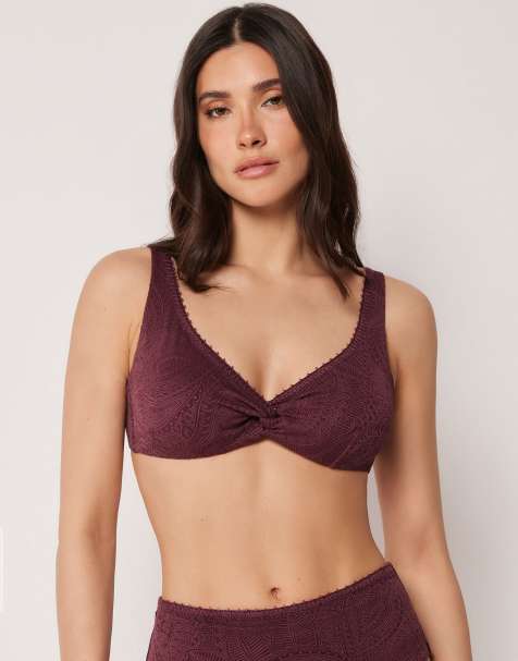 Calzedonia Fuller Bust Balconette bikini top precious jacquard in brown