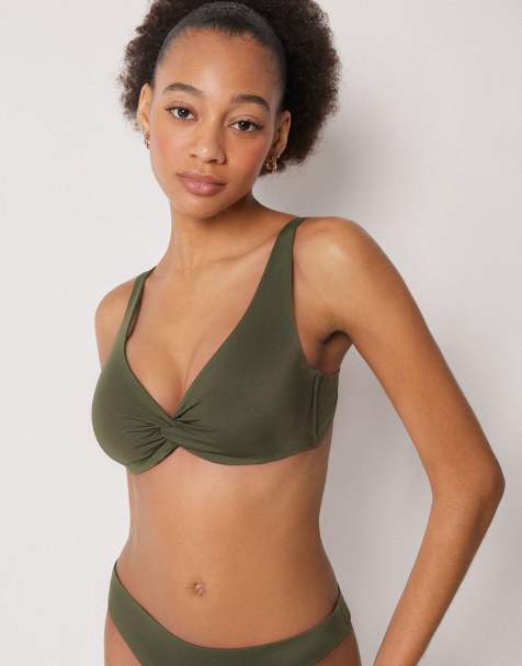 Calzedonia Fuller Bust Balconette bikini top premium sculpt in dark green