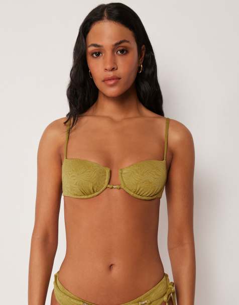 Calzedonia Balconette bikini top wild jungle in bronzed green