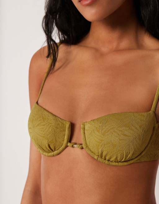 Calzedonia Balconette bikini top wild jungle in bronzed green, 2 of 4