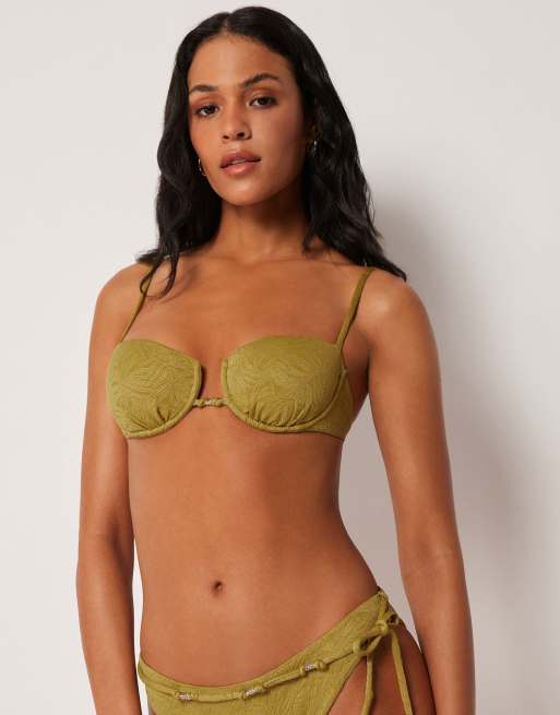 Calzedonia Balconette bikini top wild jungle in bronzed green, 4 of 4