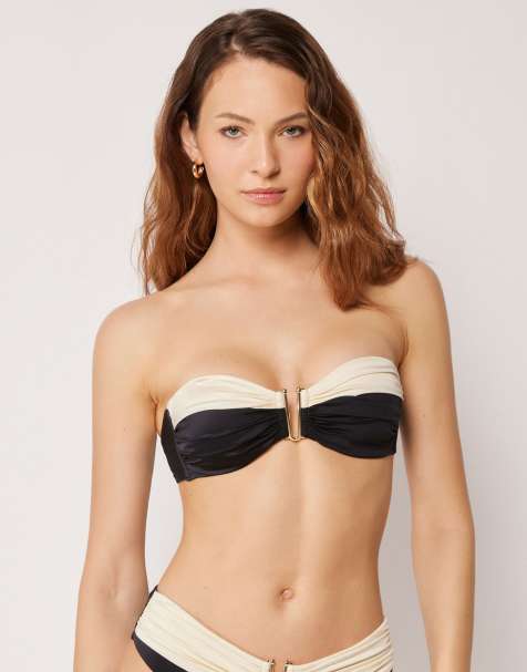 Calzedonia Bandeau bikini top elegant bicolor in black and white