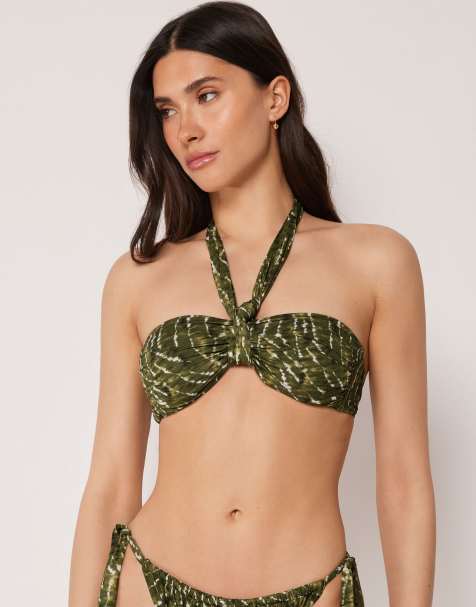 Calzedonia Bandeau bikini top natural tie-dye in green