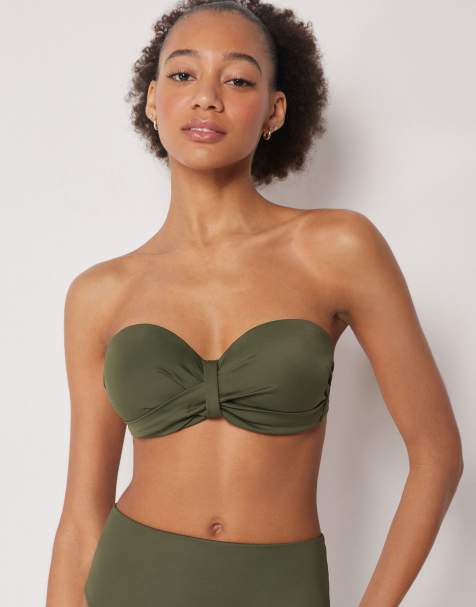 Calzedonia Bandeau bikini top premium sculpt in dark green - view 1