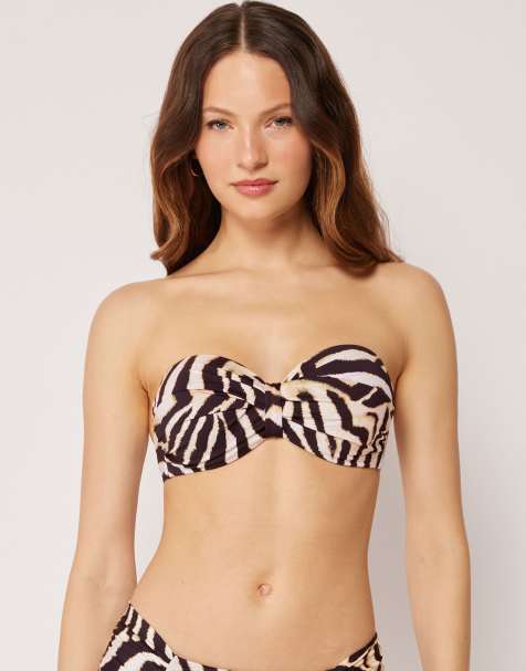 Calzedonia Fuller Bust Bandeau bikini top savannah zebra in black and white