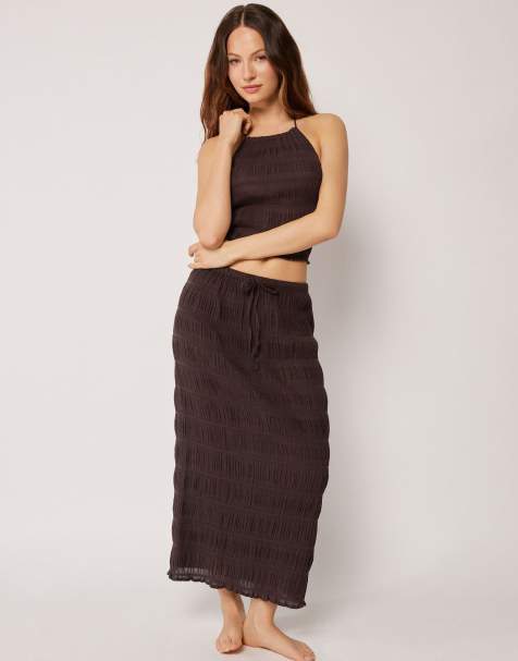 Calzedonia Beach ruffle co ord set coco brown - view 1