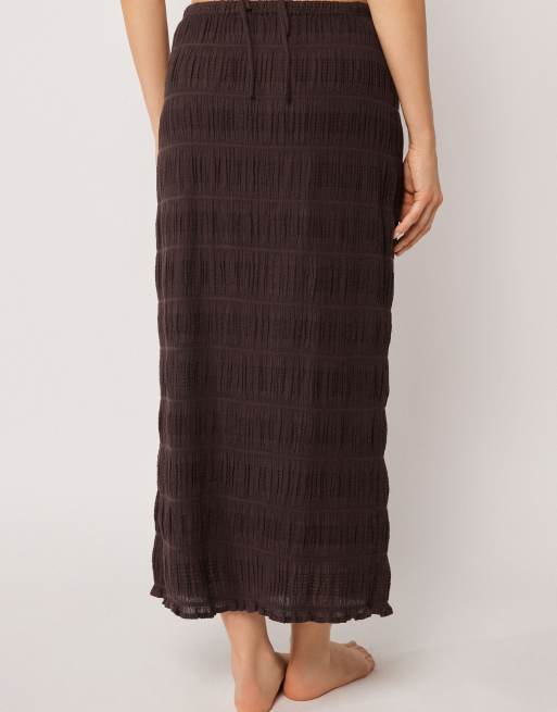 Calzedonia Beach skirt with ruffles in coco brown, 3 of 4