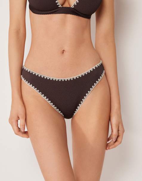 Calzedonia Bikini bottoms bicolor embroidery in bicolor embroidery brown - view 1
