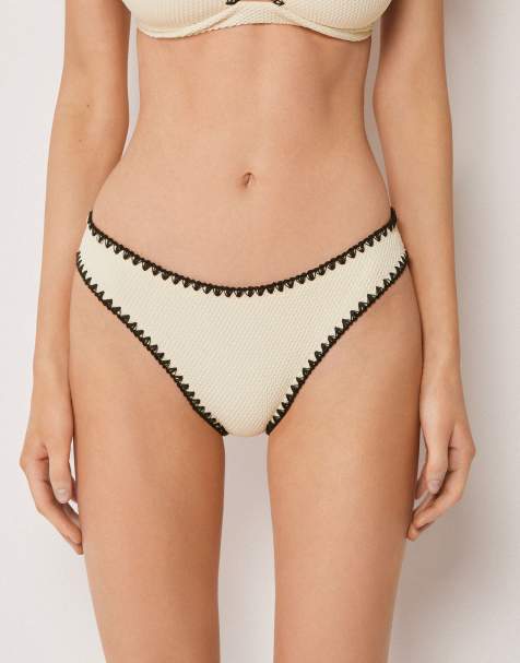 Calzedonia Bikini bottoms bicolor embroidery in white - view 1