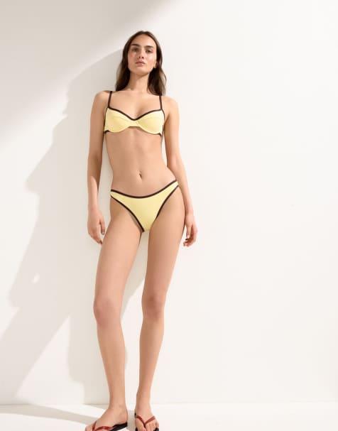 Calzedonia Bikini bottoms bicolor piping in yellow meringue - view 1