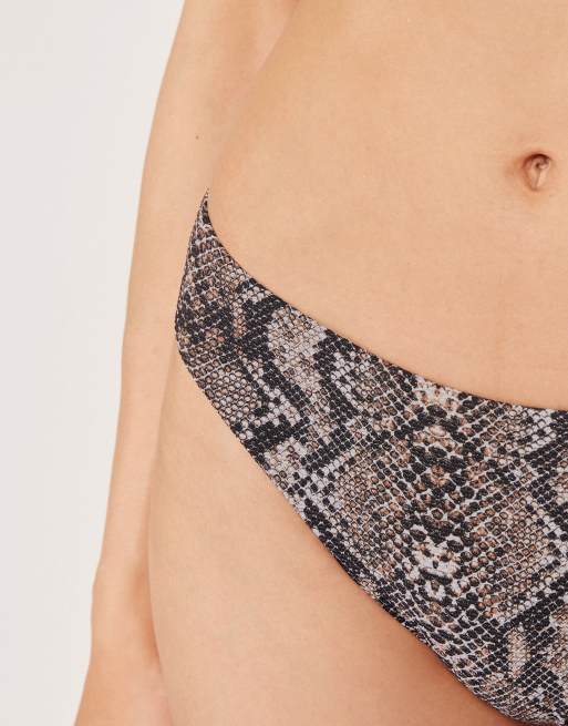 Calzedonia Bikini bottoms classic snake in brown, 3 of 4
