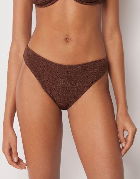 Calzedonia Bikini bottoms crinkle waves in coffee brown - view 1