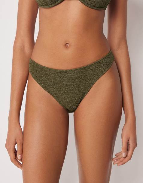 Calzedonia Bikini bottoms crinkle waves in deep green - view 1