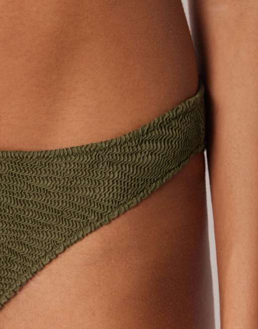 Calzedonia Bikini bottoms crinkle waves in deep green, 3 of 5