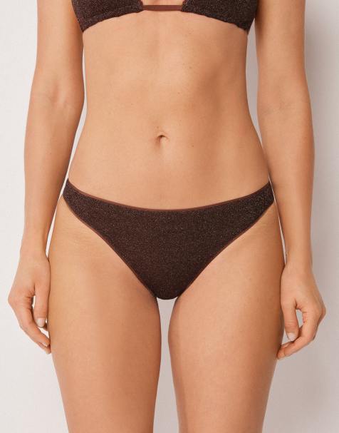 Calzedonia Bikini bottoms metallic glow in choco brown - view 1