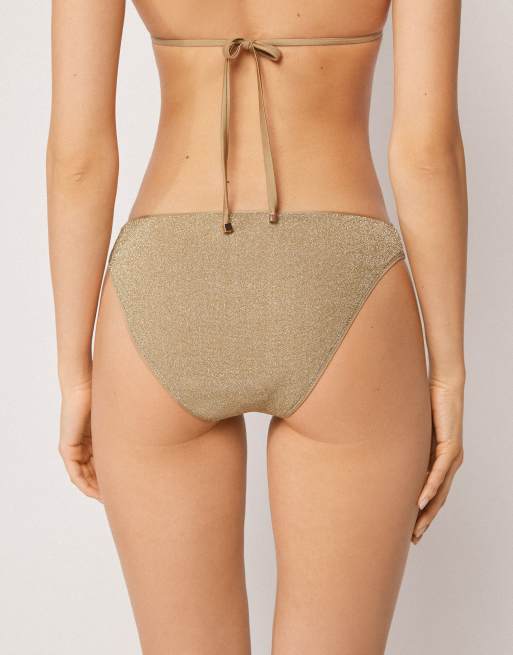 Calzedonia Bikini bottoms metallic glow in gold, 2 of 4