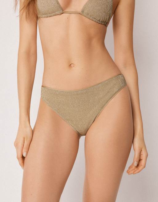 Calzedonia Bikini bottoms metallic glow in gold, 4 of 4
