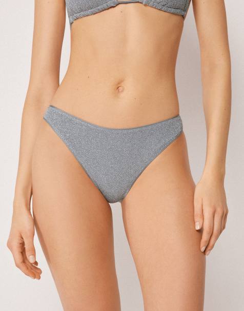 Calzedonia Bikini bottoms metallic glow in silver blue - view 1