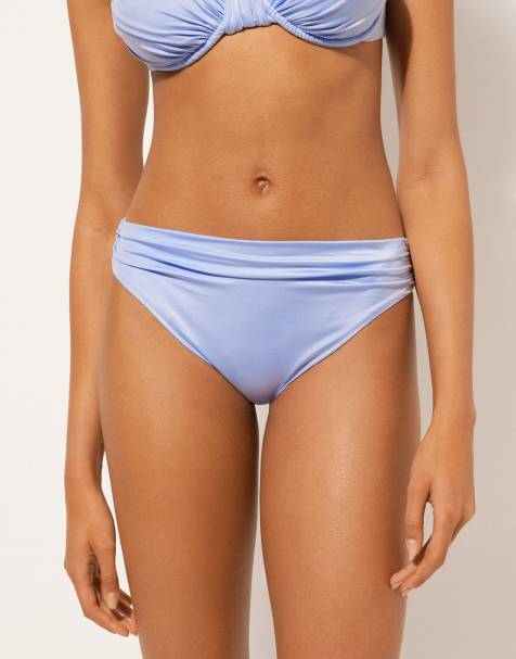 Calzedonia Bikini bottoms shiny satin in shiny satin light blue powder