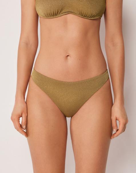 Calzedonia Bikini bottoms sophisticated shine in golden brown