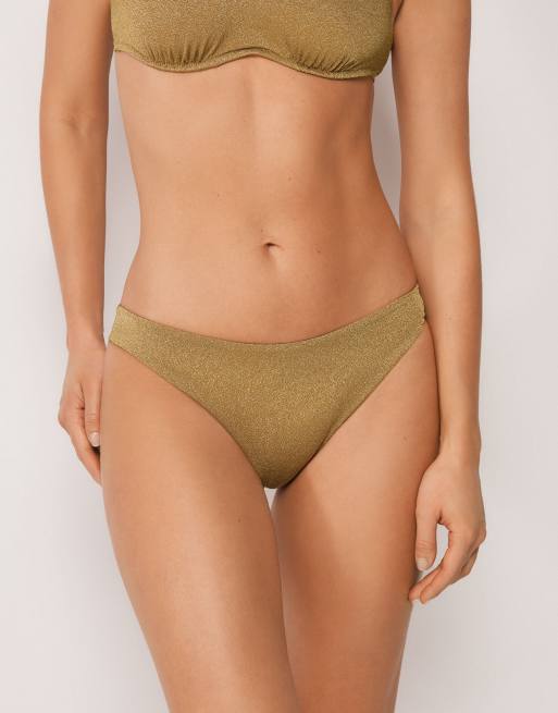 Calzedonia Bikini bottoms sophisticated shine in golden brown, 4 of 4