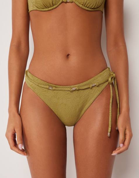 Calzedonia Bikini bottoms wild jungle in bronzed green