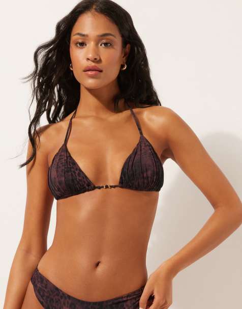 Calzedonia bikini mix & match set in dark brown animalier - view 1