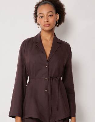 Calzedonia Blazer with linen and viscose in coco brown