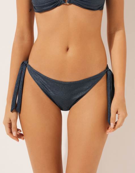 Calzedonia Bow bikini bottoms glowing python in blue python