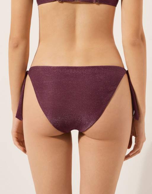 Calzedonia Bow bikini bottoms golden glow in golden burgundy, 2 of 4