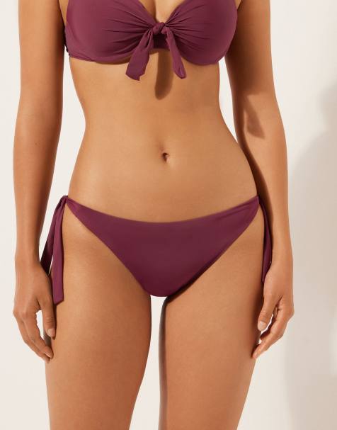 Calzedonia Bow bikini bottoms indonesia in burgundy red indonesia