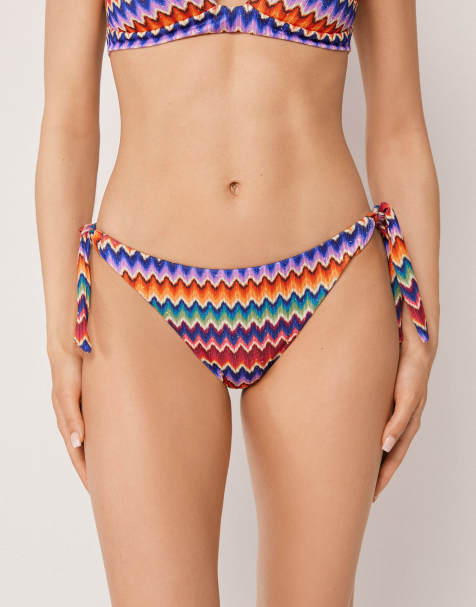 Calzedonia Bow bikini bottoms vibrant chevron in multicolor