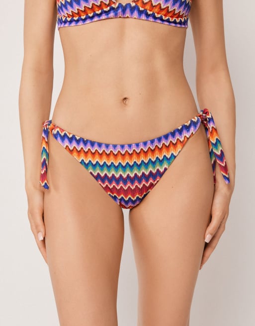 Calzedonia Bow bikini bottoms vibrant chevron in multicolor