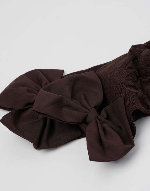 Calzedonia Bow socks in brown, 2 of 4