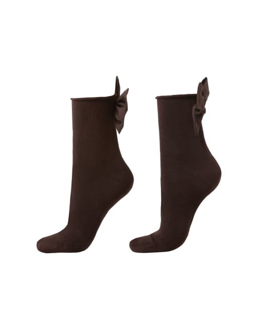 Calzedonia Bow socks in brown, 4 of 4