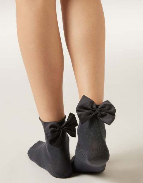 Calzedonia Bow socks in charcoal grey - view 1