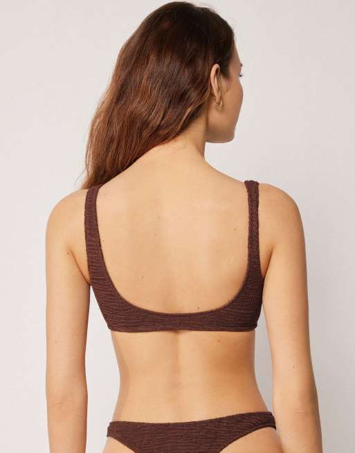 Calzedonia Brassiere bikini top crinkle waves in coffee brown, 2 of 5