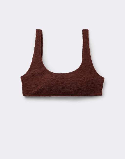 Calzedonia Brassiere bikini top crinkle waves in coffee brown, 5 of 5