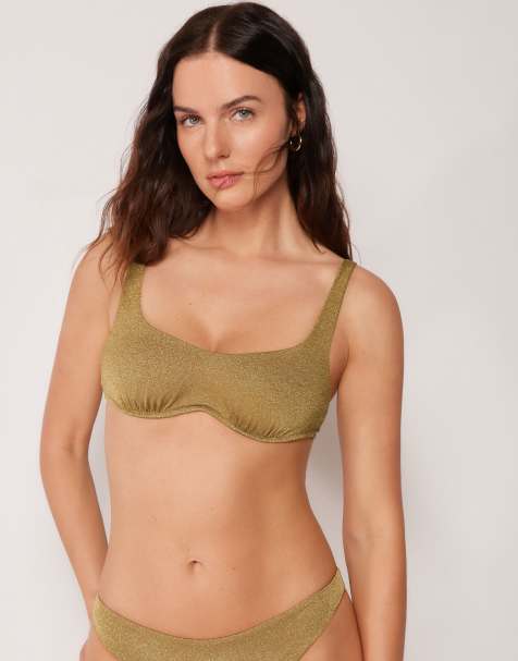 Calzedonia Brassiere bikini top sophisticated shine in golden brown - view 1