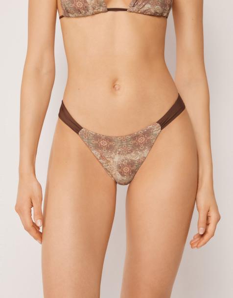 Calzedonia Brazilian bikini bottoms boho in light brown