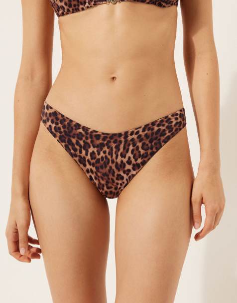 Calzedonia Brazilian bikini bottoms brown animalier in brown leopard print - view 1