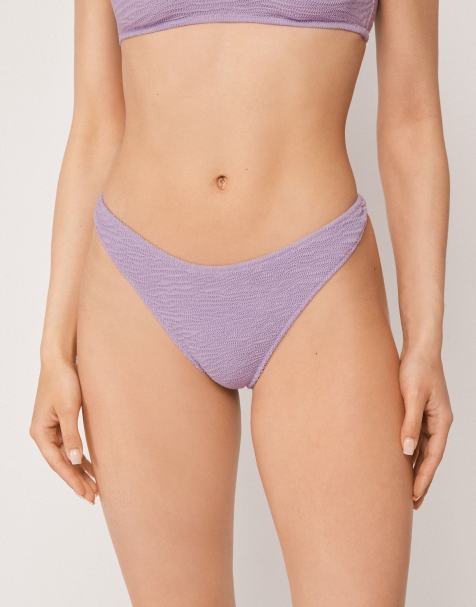 Calzedonia Brazilian bikini bottoms crinkle waves in floral violet - view 1