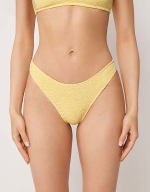 Calzedonia Brazilian bikini bottoms crinkle waves in yellow meringue