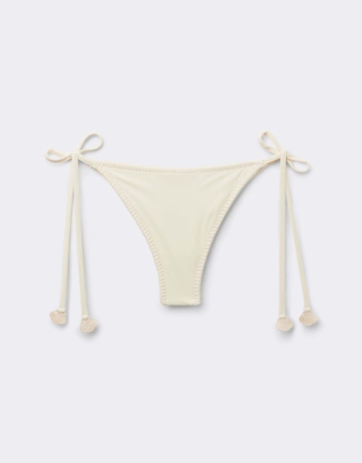 Calzedonia Brazilian bikini bottoms floral crochet in ivory white, 5 of 5