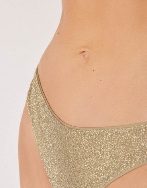 Calzedonia Brazilian bikini bottoms metallic glow in gold, 2 of 4